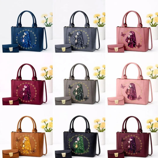Girl's Leather Printed Hand Bag Set