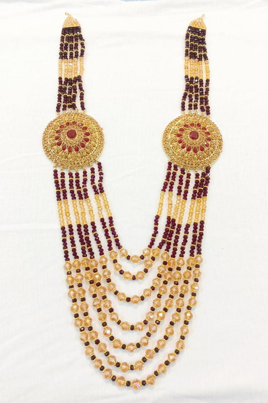 Maroon Multi Layered Mala - 1 Pc Casting Jewelry
